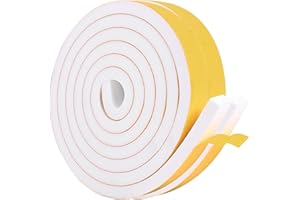 KAPOOSY Weather Stripping Door Seal, 3/4 Inch W X 3/8 Inch T Adhesive Foam Tape, Window Door Draught Excluder Air Conditioner Gasket Foam Tape, Total Length 13 Feet (6.5ft x 2 Rolls)