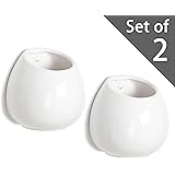4 Inch Small Wall Mounted Ceramic Flower Plant Vase, Succulent Planter Pots, Set of 2, White