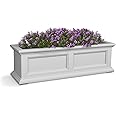 Mayne Fairfield 3ft Window Box - White - Durable Self Watering Resin Planter with Wall Mount Brackets (5822-W)