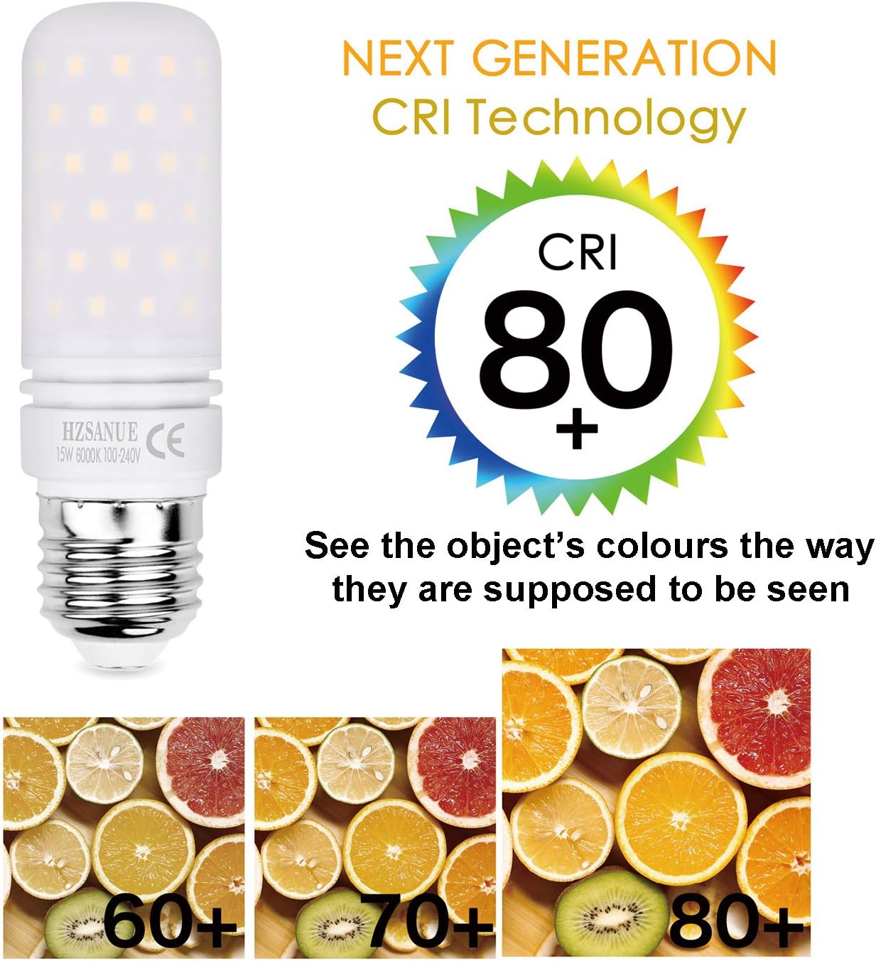 HZSANUE Led Light Bulbs 15W, 120W Incandescent Bulbs Equivalent, 1500Lm, 6000K Daylight White - Image 5