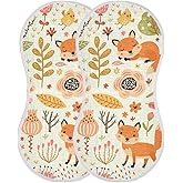 Kigai Fox and The Flower Muslin Baby Burp Cloths, Large Absorbent Cotton Muslin Burp Cloths Set of 1, Washcloths, Face Towel, Bibs for Newborn Boys Girls, 11 x22 Inch