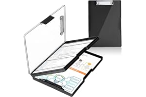 Clipboard with Storage, Heavy Duty Clip Boards 8.5x11 with 2 Storage Case, Clear Visible Top Panel Storage Clipboards, Smooth