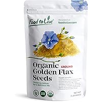 Organic Ground Golden Flaxseed Meal (Cold-Milled, Raw, Non-GMO, Kosher, Bulk) by Food to live — 1 Pound