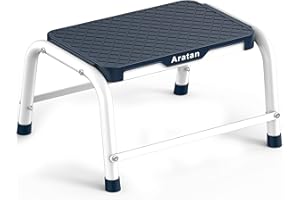 ARATAN One Step Stool for Adults, Heavy Duty Stepping Stool with Non-Slip Rubber Feet Metal Stool for Bedroom Kitchen Bed Steps for High Beds, 330 Lbs Capacity