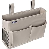 Surblue Bedside Caddy Hanging Bed Organizer Storage Bag Pocket for Bunk and Hospital Beds, College Dorm Rooms Baby Bed Rails,Camp 4 Pockets and 2 Hooks (Gray)
