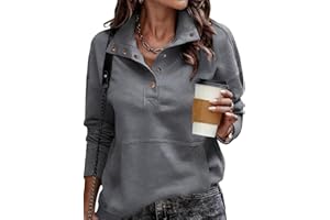 SHEWIN Womens Sweatshirt Casual Long Sleeve Lightweight Sweatshirts Button Loose Pullover Tops
