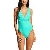 Seafolly Womens Deep V Wide Strap One Piece Swimsuit