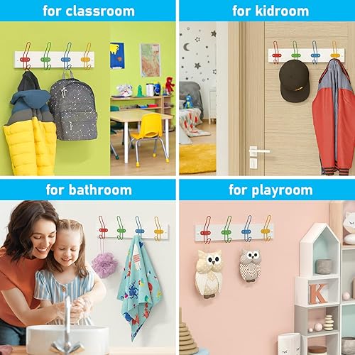 Tibres Kids Coat Rack Wall Mount Colorful Wall Hooks for Girls