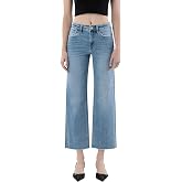 Lovervet by VERVET Women's Clean Cut Raw Hem Ankle Slim Wide Jeans