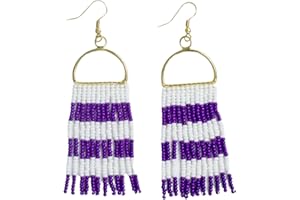 INK + ALLOY INK+ALLOY Game Day Earrings for Women, Beaded Fringe Earrings for Football Gameday Outfits, Handmade Jewelry for College Students, Team Gifts, Teachers, Football Moms