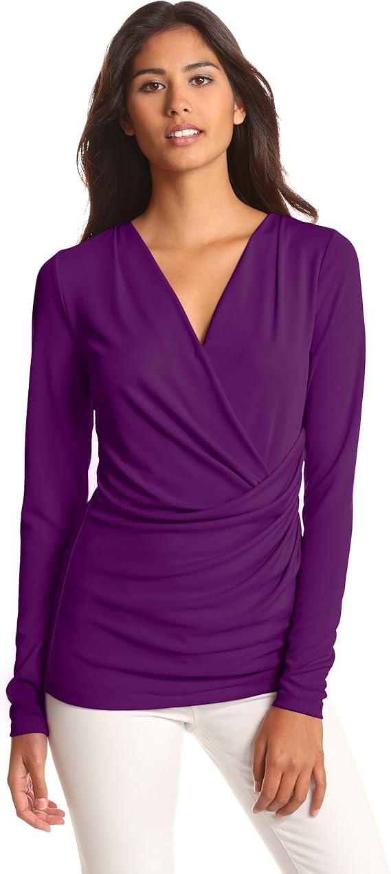 ANNE KLEIN Women's Wrap Front Top Fashion