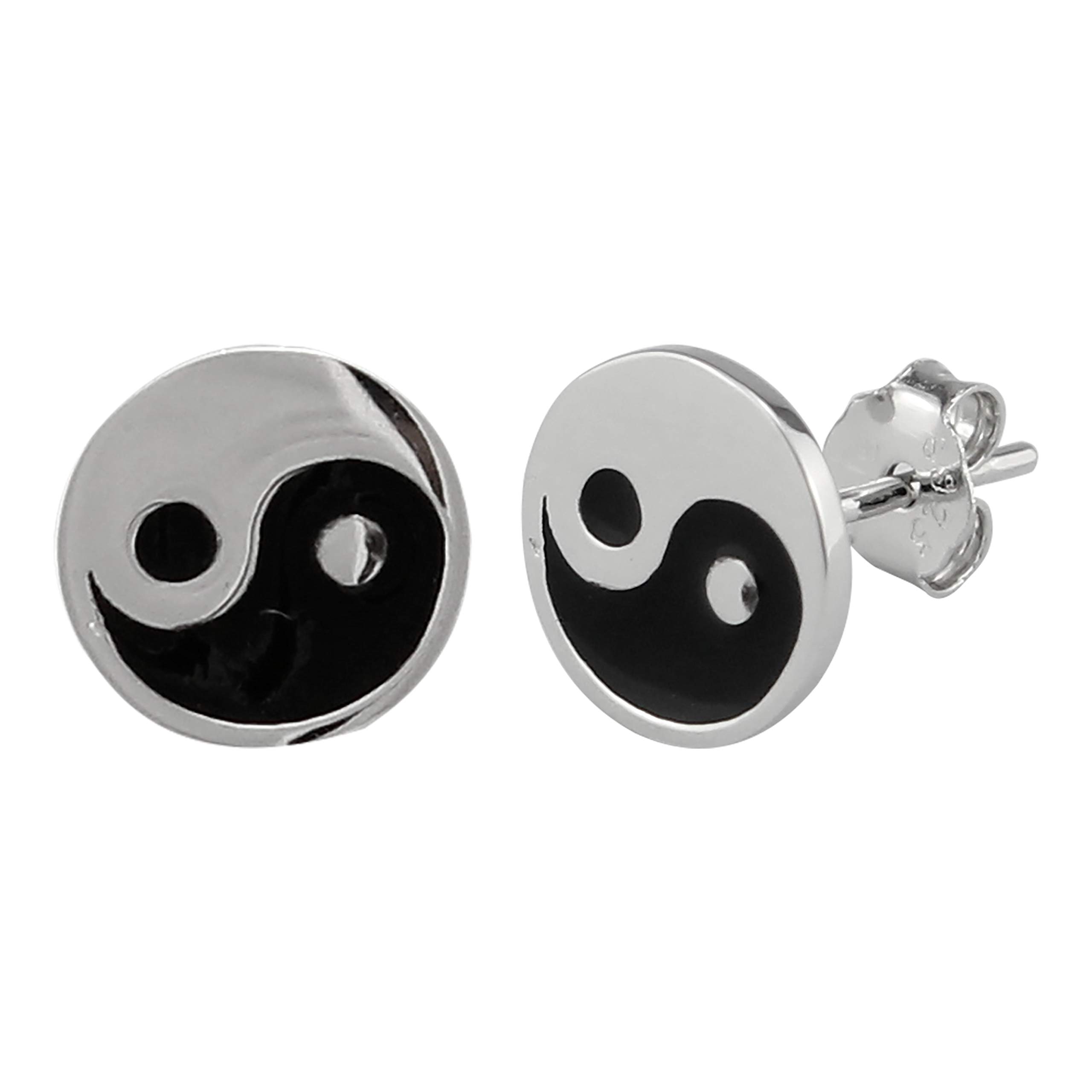 Serebra Jewelry Yin Yang Stud Earrings Jewellery 925 Sterling Silver Women