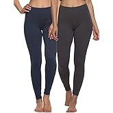 Felina Velvety Super Soft Lightweight Leggings 2-Pack - for Women - Yoga Pants, Workout Clothes Navy Charcoal