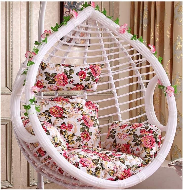 Thick Padded Bed Recliner Relaxer Chair Seat Cove Swing Basket Cushion，furniture Outdoor Patio Wicker Hanging Basket Swing Chair Tear Drop Egg Chair With Cushion And Stand,red