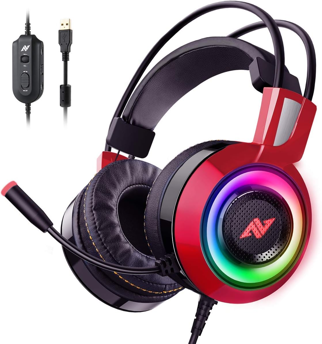 ABKONCORE CH60 Gaming Headset with True 7.1 Surround Sound for PC, PS4