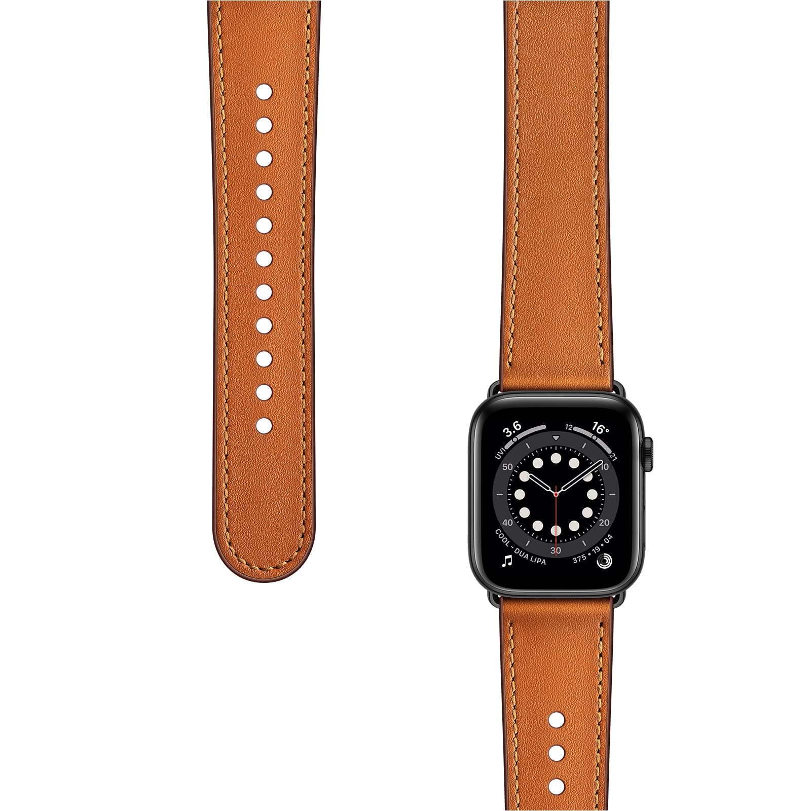 OUHENG Compatible with Apple Watch Band 49mm/46mm/45mm/44mm/42mm, Genuine Leather Bands Strap for iWatch Ultra 2/1 SE Series 10 9 8 7 6 5 4 3 2 1 (Brown/Black)