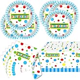 Friend Street Birthday Party Tablewares Set, 20 Plates, 20 Napkins and 1 Tablecloth for Colorful Themed Party Decorations