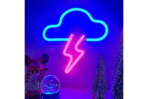 BERNICEKELLY Neon Sign LED Cloud Lightning Neon Signs for Wall Decor Hanging Battery or USB Powered Light Up Neon Lights for Bedroom Aesthetic Kids Room Living Room Bar Party Christmas Wedding Pink