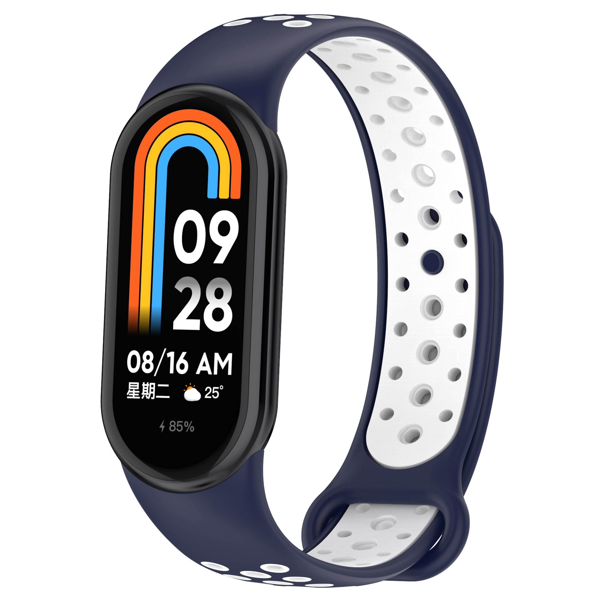 CZhkg Smart Watch Strap for Xiaomi Mi Band 8 Strap,Sport Silicone WatchBand Armband Strap, Replacement Bracelet Wristband Wrist Strap Loop for Xiaomi Mi Band 8 Watch Accessories (blue White)