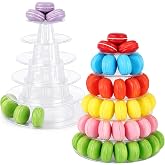 Juexica 2 Pcs 6 Tiers Macaron Tower Stand Cupcake Display Rack | Round Plastic Macaron Display Wedding Cupcake Food Serving Stands Clear Dessert Towers for Wedding Baby Shower Birthday Decor