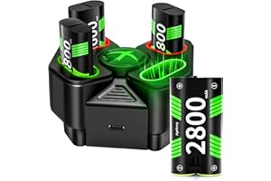 BCOFO Rechargeable Battery Pack for Xbox Controller, 4 x 2800mAh(6720mWh) USB Rechargeable Xbox Battery Pack with Charging Dock/Station for Xbox One, Xbox One S|X, Xbox One Elite, Xbox Series S|X Controller