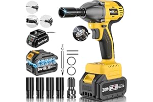 Muylux 4.0Ah Battery Cordless Impact Wrench, Brushless 1/2 Impact Gun, 320Ft-lbs(430N.m) 20V High Torque Power Impact Driver, Electric Impact for Car Home