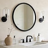 WallBeyond 30" Round Mirror with Rope-Design Frame, Large Circle Wall Mirror for Bathroom, Bedroom, Entryway & Living Room, B