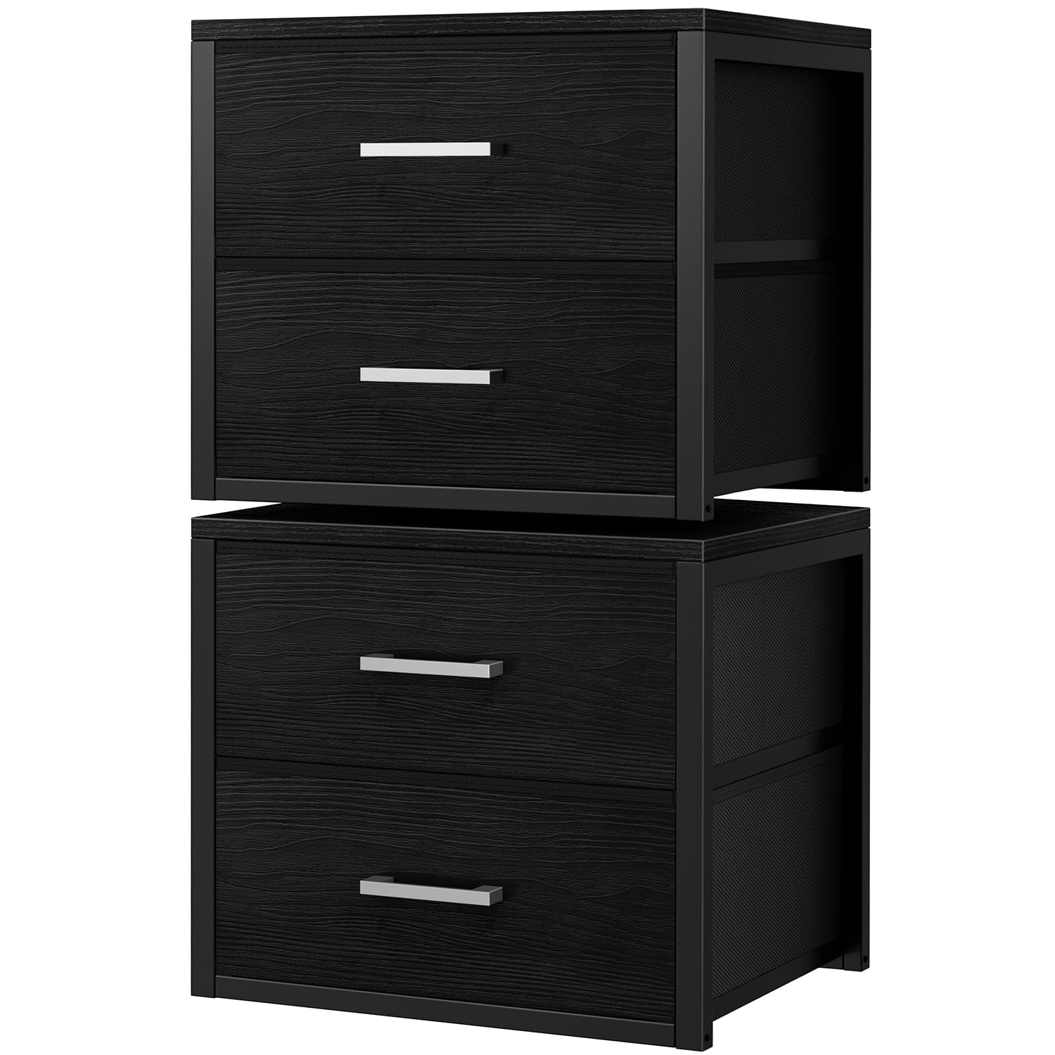 Photo 1 of BOLUO Stackable Storage Drawers Closet Organizers and Storage Fabric Black 2 Drawer Dresser for Bedroom 2 Packs Modern