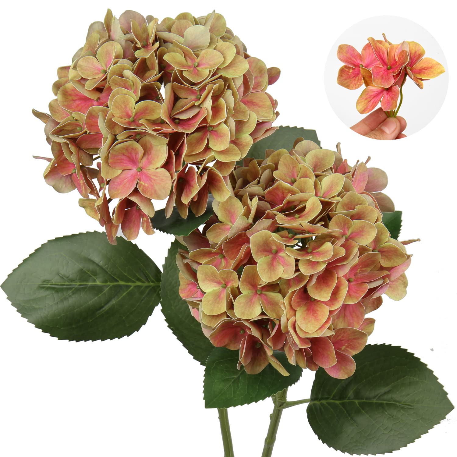 Oairse 2PCS Hydrangea Artificial Flowers Decorative Fake Flowers Real-Touch Silk Hydrangea 63cm Long Stem for Home Hotel Office Wedding Decorations — image 1