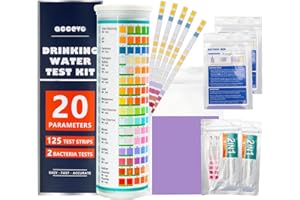 Accevo 20 in 1 Complete Drinking Water Test Kits, 125 Strips-Well, Tap, Home, City Water Testing Strip for Lead, Chlorine, Hardness, Iron, Fluoride, Copper & More