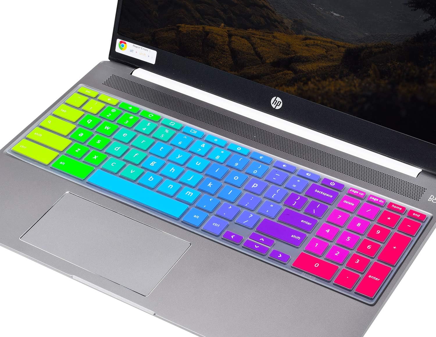 Keyboard Protective Skin Compatible with 2020 New HP Chromebook 15.6-Inch Laptop 15-de0010nr 15-de0517wm 15-de0523dx(Rainbow)