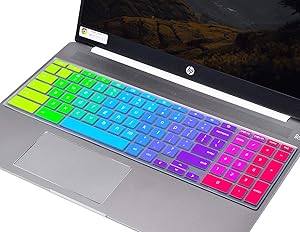 Keyboard Protective Skin Compatible with 2020 New HP Chromebook 15.6-Inch Laptop 15-de0010nr 15-de0517wm 15-de0523dx(Rainbow)