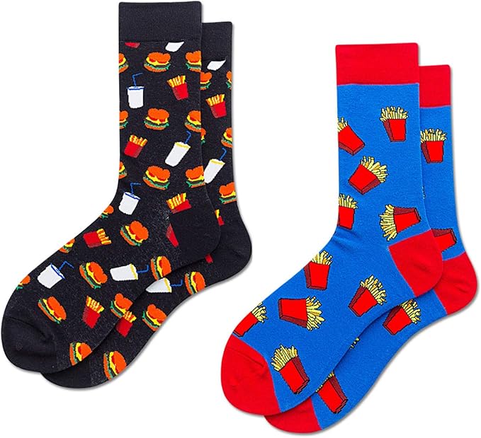 Men's Fun Dress Socks Colorful Funky Socks for Men Novelty Food Burger