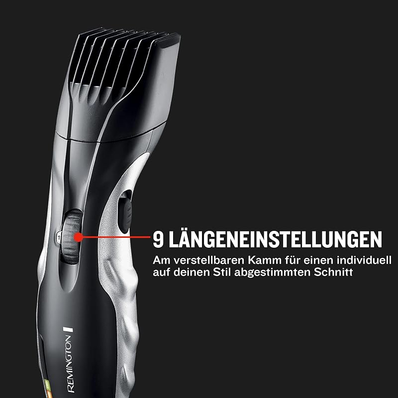 Barttrimmer Herren [selbstschärf. Keramik Klingen/0,4-18mm] Bartschneider Set (Einstellrad mit 9 Längeneinstellungen ab 1,5mm, Netz-/Akkubetrieb, LED Ladeanzeige, Langhaarschneider) MB320C