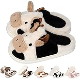 Zuiyisu Cute Cozy Fuzzy Animal Slippers For Women, Winter Warm Plush Comfy Indoor Outdoor Slippers