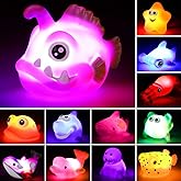 Bath Toys, 12 Pcs Light Up Ocean Sea Animal Set, Flashing Colorful LED Light Floating Bathtub Toys for Baby Infant Kid Toddle