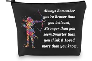 G2TUP Archery Lover Gifts Makeup Bag For Archery Coach Archer Motivational Archery Cosmetic Bag Always Remember you’re Braver (Archery Lover black)