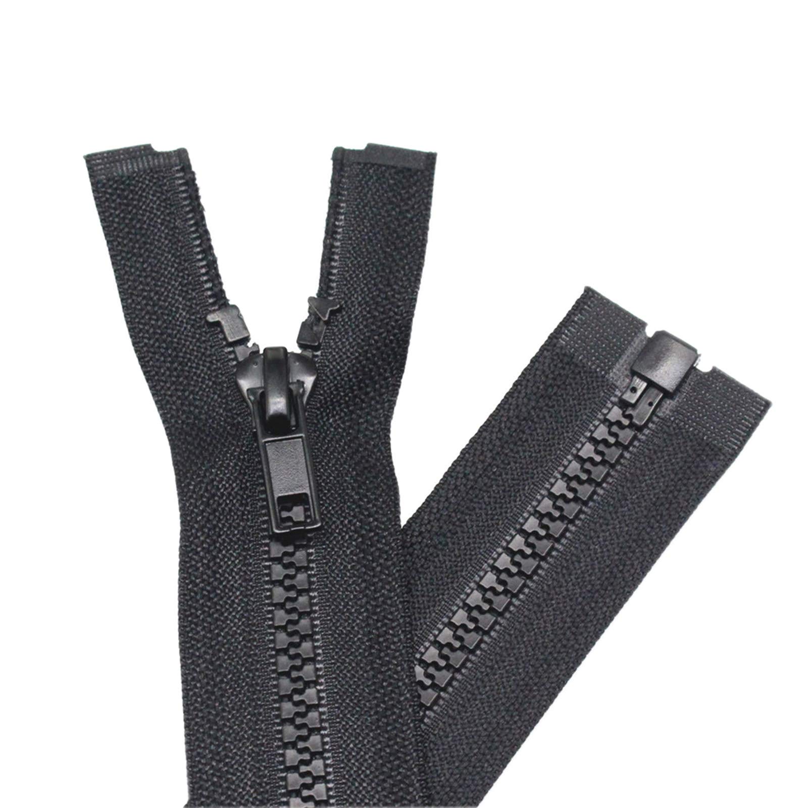 YaHoGa 2PCS #5 60cm Separating Jacket Zippers for Sewing Coats Jacket Zipper Black Molded Plastic Zippers Bulk (60cm 2pcs)