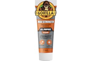 Gorilla Max Strength Construction Adhesive, Clear Glue, 7oz/207ml Tube - Gap Filling, All Weather, Heavy Duty and Waterproof