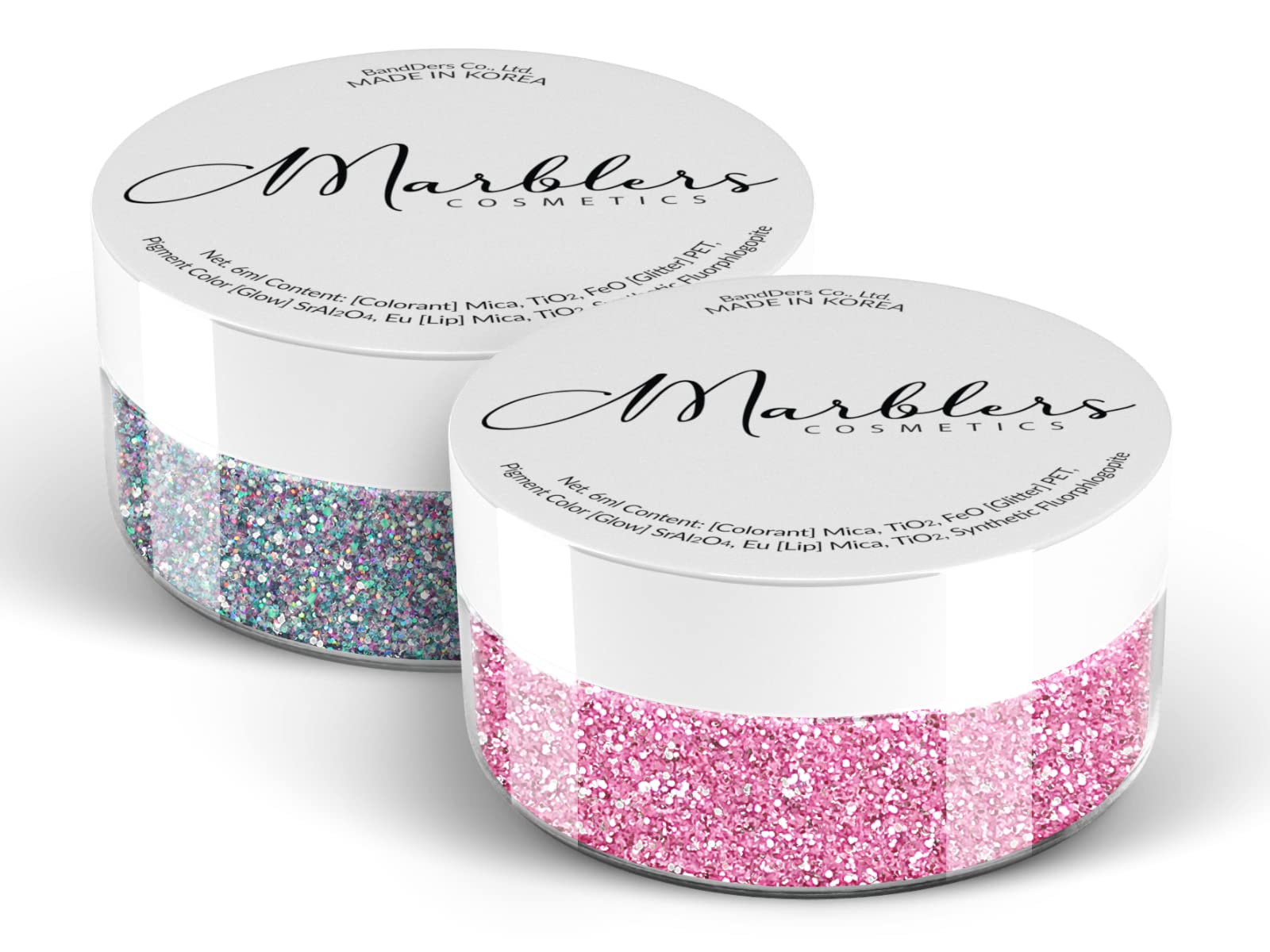 MARBLERS Cosmetic Grade Fine Glitter Duo [Holo Fairy Powder & Flamingo] 0.36oz (10g) | Non-Toxic | Vegan | Cruelty-Free | Eyeshadow, Nail Polish, Nail Art | Festival, Rave Party & Makeup | Body & Face — image 1