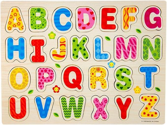 amazoncom large wooden alphabet jigsaw puzzles for kids coerni