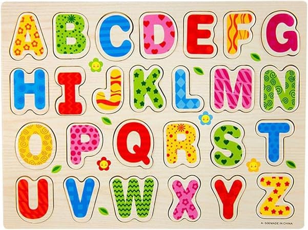 amazoncom large wooden alphabet jigsaw puzzles for kids coerni