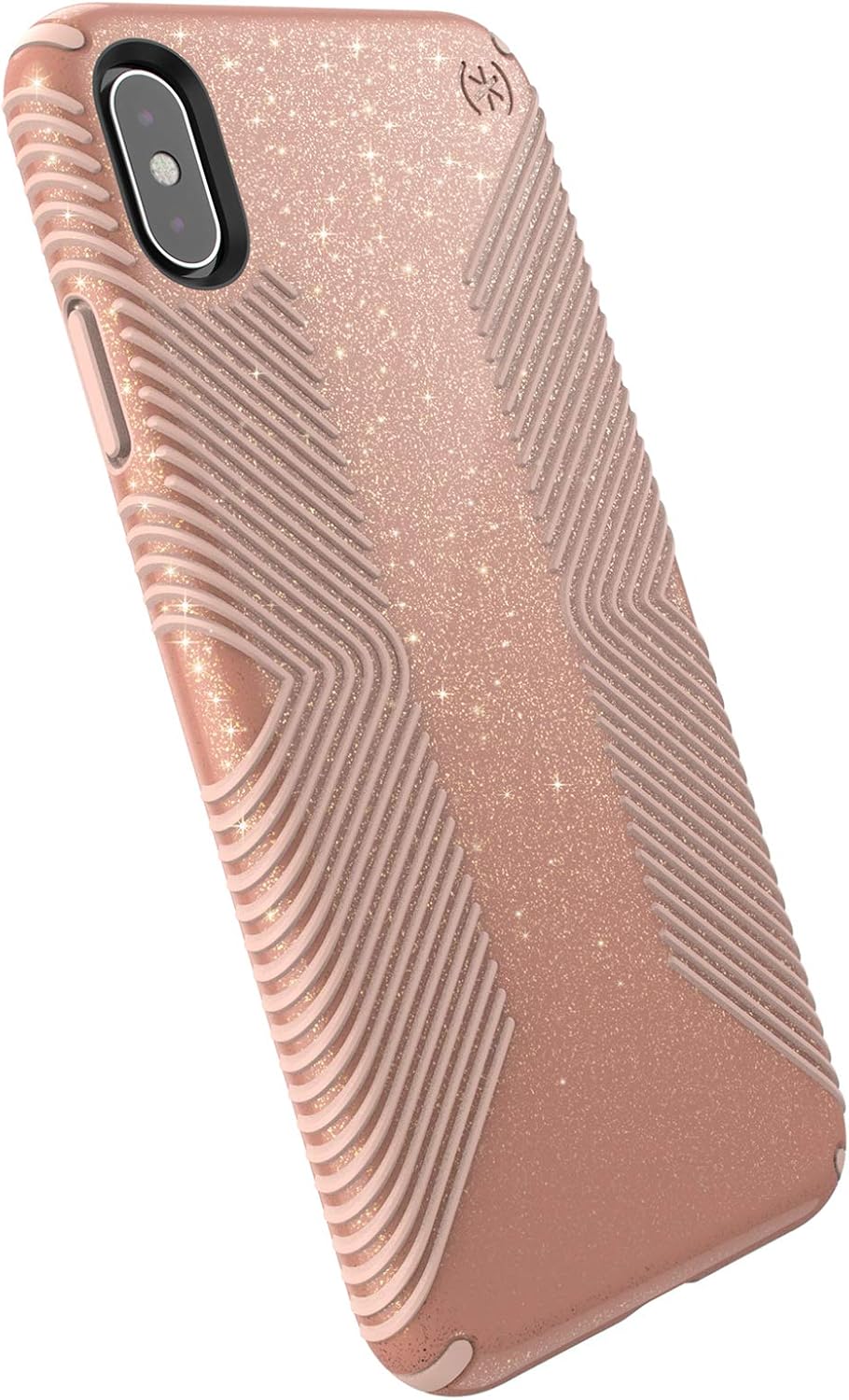 Speck Products Presidio Grip + Glitter iPhone Xs Max Case, Bella Pink with Gold Glitter/Dahlia Peach (117107-6832)
