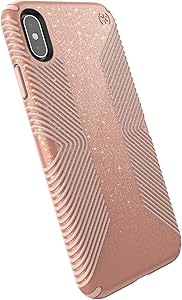 Speck Products Presidio Grip + Glitter iPhone Xs Max Case, Bella Pink with Gold Glitter/Dahlia Peach (117107-6832)