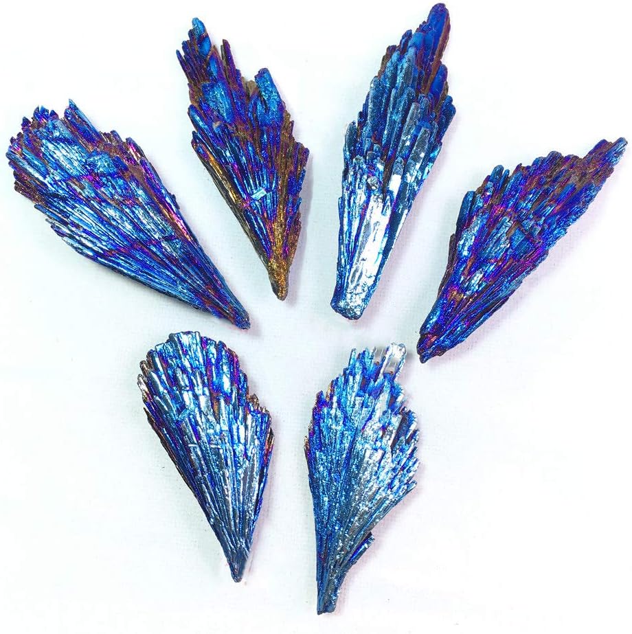 CICN Tourmaline Crystal Cluster, Rainbow Peacock Blue Flame Feather Crystal Cluster, Mineral Specimen Rainbow Titanium Plating (5-10g)