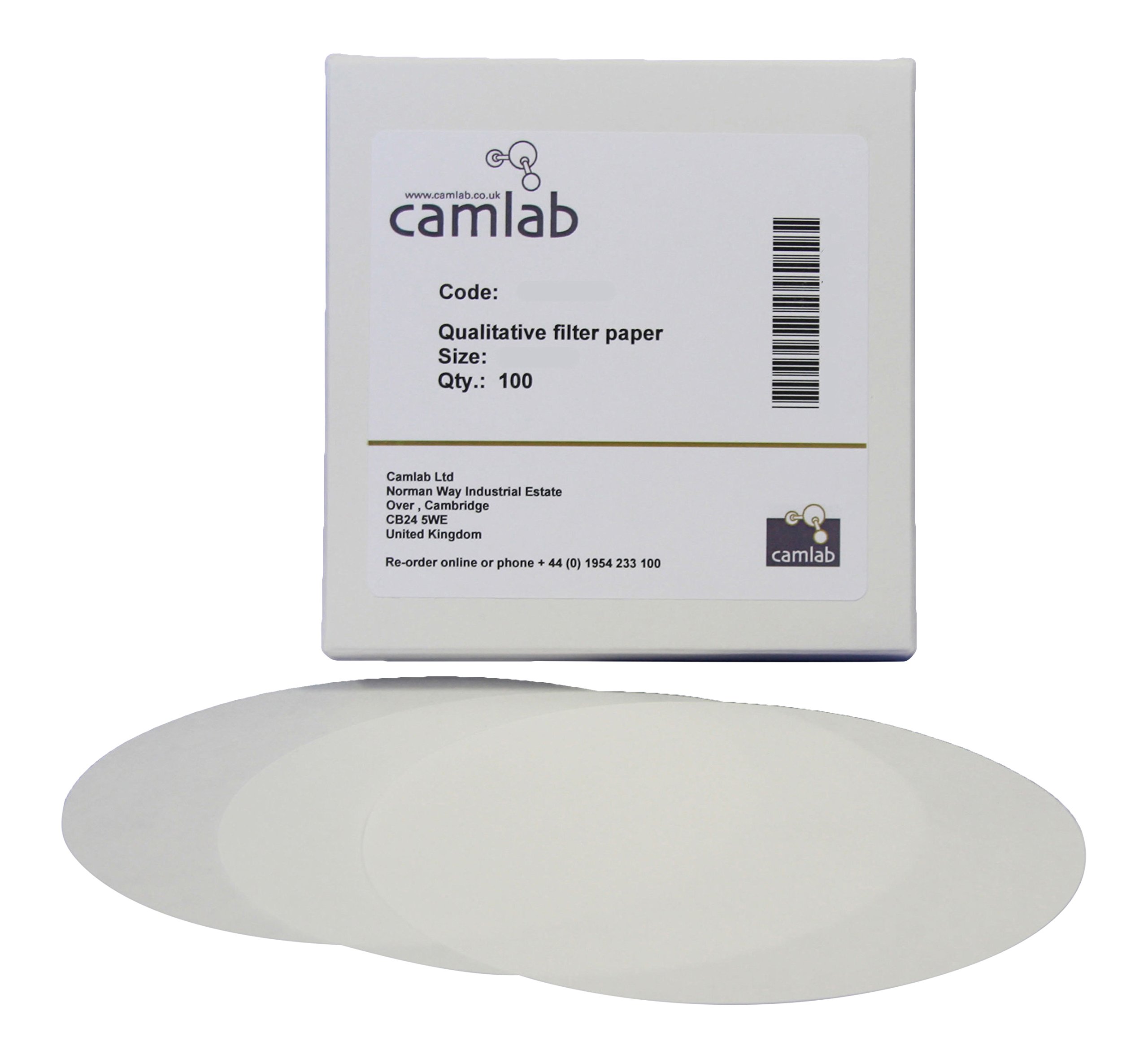 Camlab 1171097 Grade 118 [5] Qualitative Filter Paper, Very Slow Filtering, 55 mm Diameter (Pack of 100)