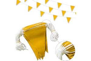 Preboun Safety Marking Flags 197ft Strand Pennant Banner Flags Warn of Hazardous Areas Traffic Resistant Flag Markers Warning Signs Rooftop Flagging for Construction Sites (Yellow,12 x 18 Inch)