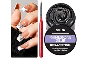 Gellen Rhinestone Glue for Nails, 15 g Super Strong Nail Gem Glue with Nail Brush, Nail Charms Bling Gel for Nail Jewelry Nail Diamonds, Nail Art Supplies for Women Girls