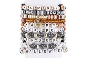 Cooluckday Breast Cancer Bracelets Women Halloween Bracelets Christmas Bracelets Valentine's Day Bracelets St.Patrick's Day Bracelet Clay Bracelet Stackable Rainbow Friendship Bracelet Gift