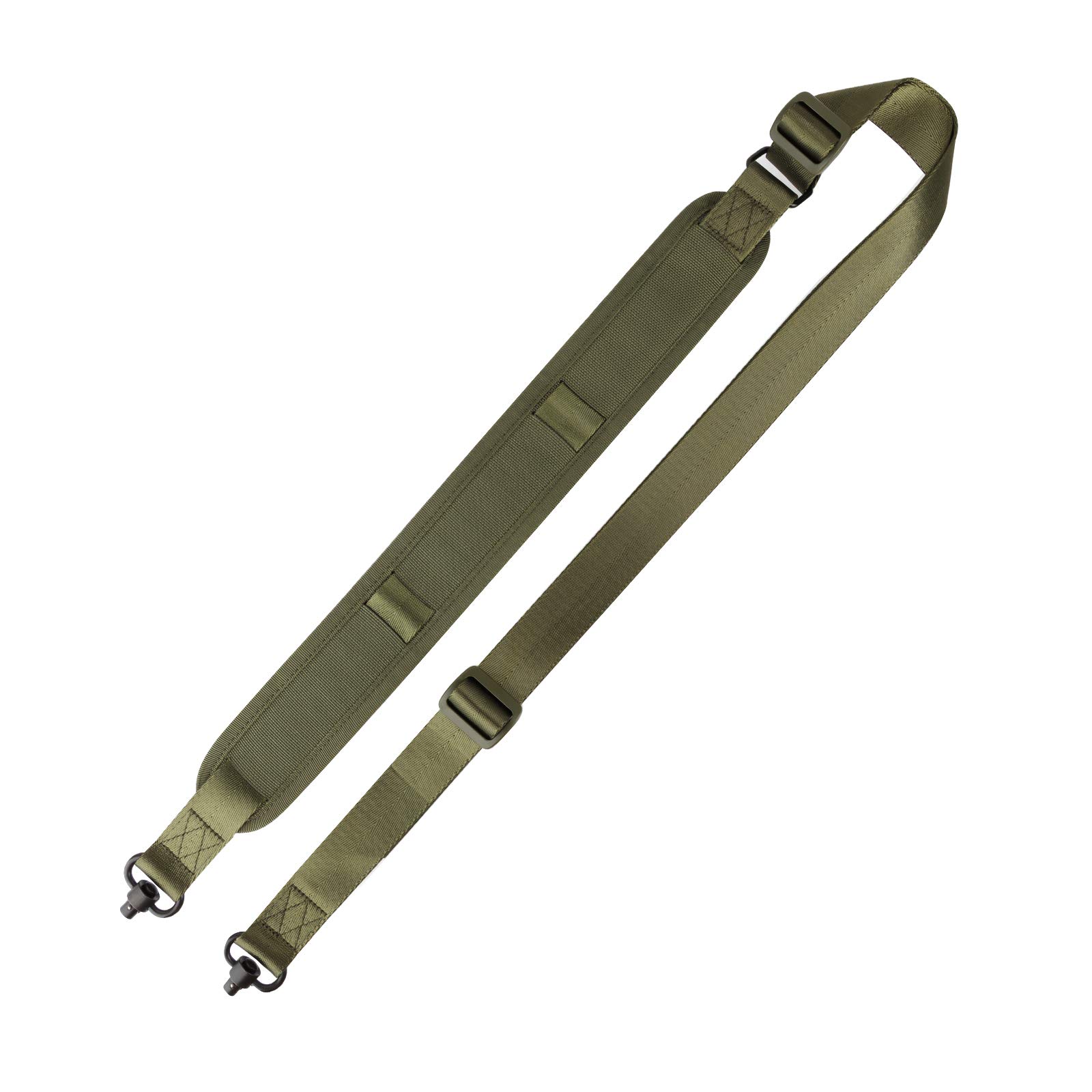 ToopMount Tactical 2 Point Rifle Sling Universal QD Swivel Traditional Two Point Sling with Easy Length Adjuster Shoulder Pad Adjustable Strap Longest 71.65'' for Outdoor Hunting (Green)